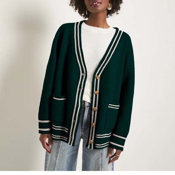 78&Sunny Sweaters - SEAS Island Cardigan in Heather Pinecrest